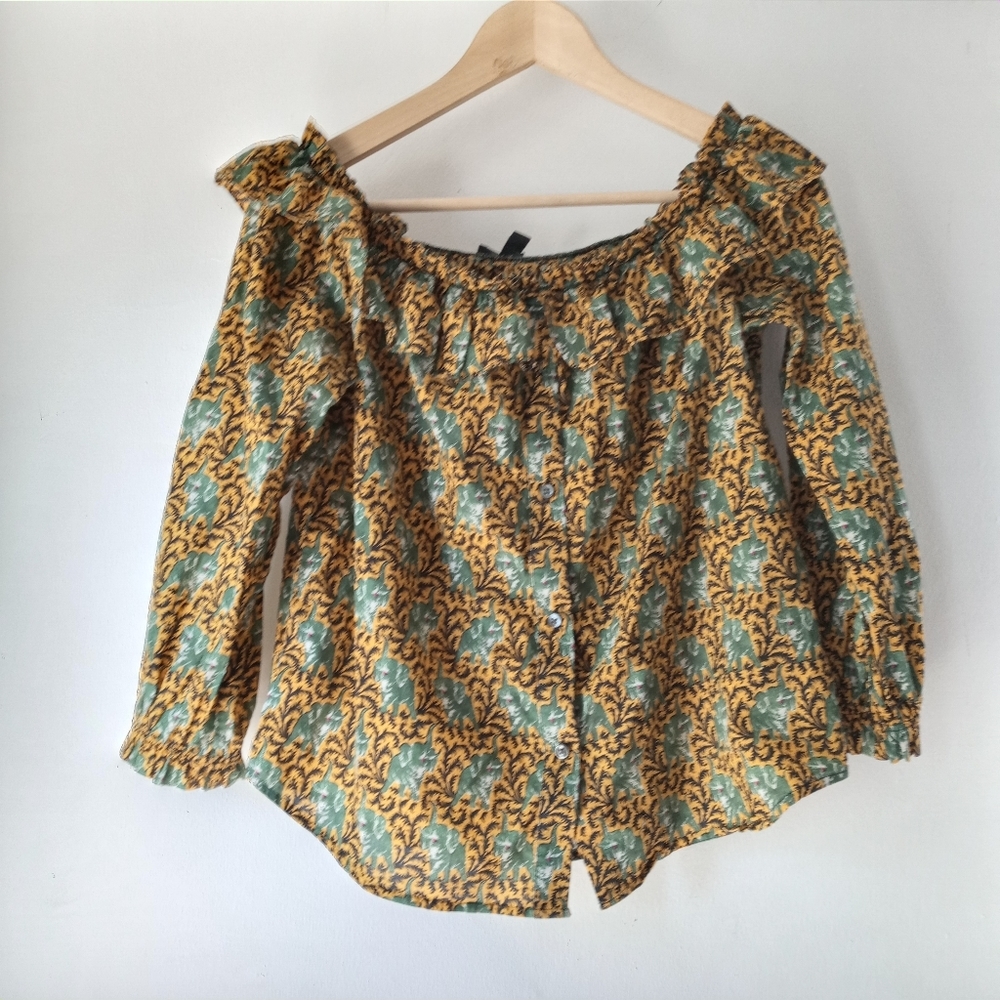 J.Crew 4 Elephant Print Ratti Top - Picture 2 of 13